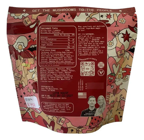 Suplemento Super Mush 28 Gomitas Fresa Bienestar Y Energía Fresa
