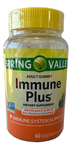 Vitaminas C D Zinc Spring Valley 60 Gomitas Immune Plus Frutas