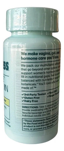 Frasco Multivitamínico Mujer Vitaminas Minerales 60 Cápsulas Sin Sabor