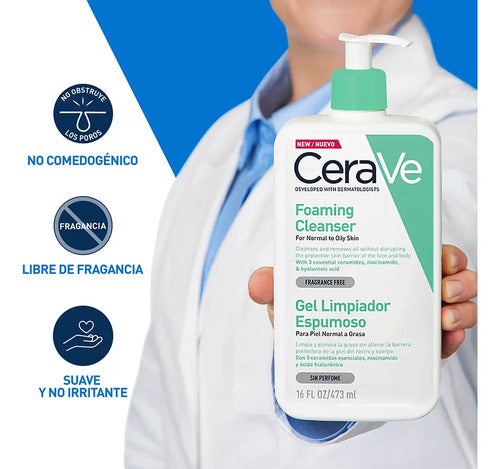 Cerave Gel Limpiador Facial Para Piel Mixta A Grasa 473 Ml Normal A Grasa Día/noche