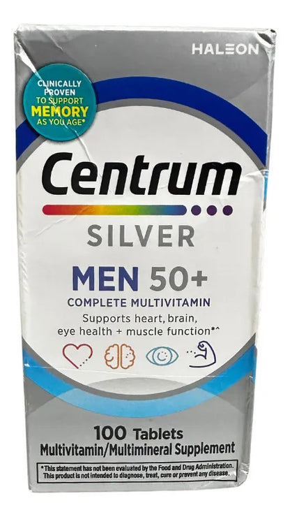 Centrum Silver Men 50+ Americano 100 Tabs Hombre +50 Años Sin Sabor