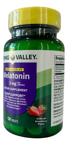 Melatonina 3 Mg Ayuda Al Sueño 120 Tabletas Sabor Fresa Fresa