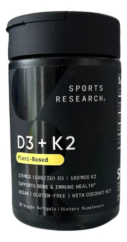 Frasco Vitamina K2 + D3 Con 30 Cápsulas Veganas Salud Ósea Sin Sabor