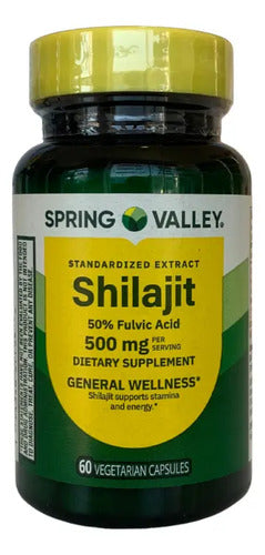 Shilajit 500 Mg 60 Capsulas Apoyo Inmunológico Ácido Fúlvico Sin Sabor