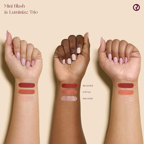 Rare Beauty Mini Blush & Luminize Trio 3 Tonos - Beloved, Virtue & Enliven