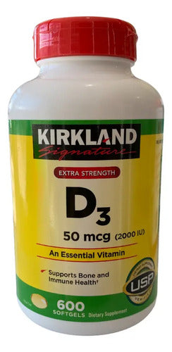 Kirkland Signature Vitamina D3 Extra Strength 600 Capsulas Sin Sabor