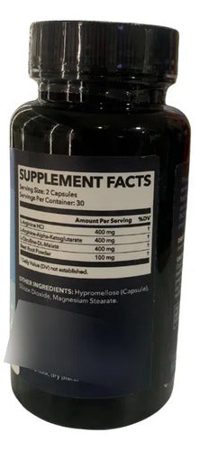 L-arginina L-citrulina 400mg Nitric Oxide 60 Capsulas Sin Sabor