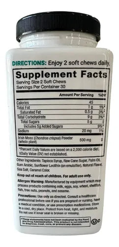 Musgo Marino Irlandés 5000mg Salud Digestiva 60 Unidades Caramelo Salado