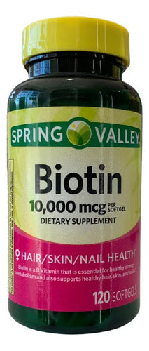 Biotina 10,000 Mcg Para Cabello Piel Uñas 120 Capsulas Sin Sabor