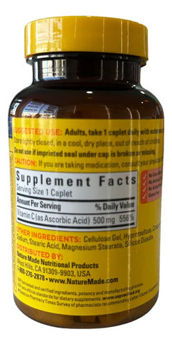 Vitamina C Premium 250 Tabletas 500mg Sabor Natural Sin Sabor