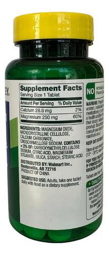 Magnesio 250 Mg Apoyo Óseo, Muscular Y Nervioso 100 Tabletas Sin Sabor