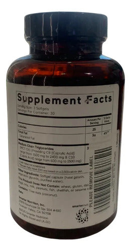 Mct Oil 3000mg Aceite Suplemento Sin Sabor 90 Capsulas Sin Sabor