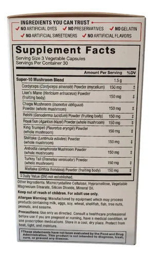 Force Factor Suplemento Alimenticio Hongos 30 Capsulas Sin Sabor