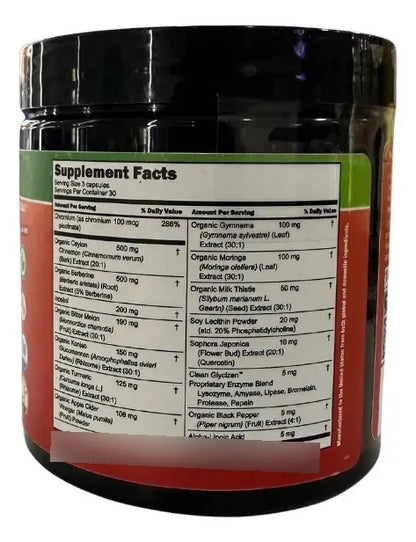 Berberina Suplemento Alimenticio Metabolismo 90 Capsulas Sin Sabor