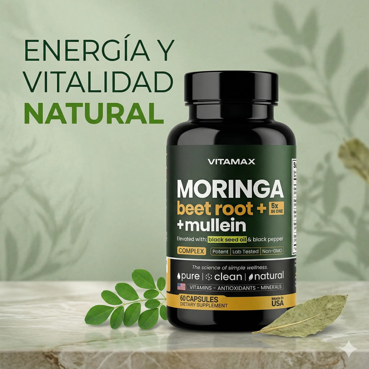 Moringa Extremadamente Eficaz Con 60 Cápsulas Antioxidante Sin Sabor