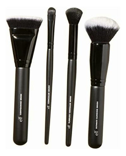 Set Brochas De Maquillaje Profesional Kit 4 Piezas Elf Negro