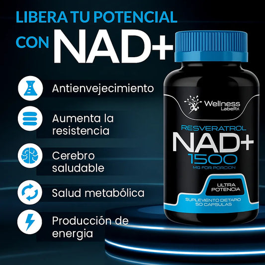 Wellness Labsrx NAD+ con Resveratrol Suplemento 120 Cápsulas