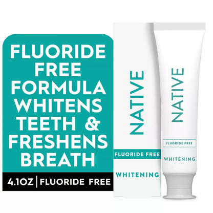 Native Whitening Wild Mint & Peppermint Oil Fluoride Free Toothpaste Pasta Dental Blanqueadora Sin Flúor 4.1oz