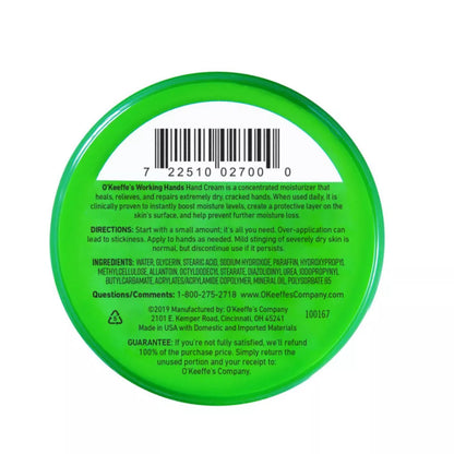O'Keeffe's Working Hands Hand Cream Unscented Crema Para Manos Sin Fragancia 2.7oz