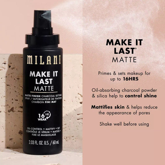 Milani Make It Last Matte Finish Charcoal Setting Spray Fijador