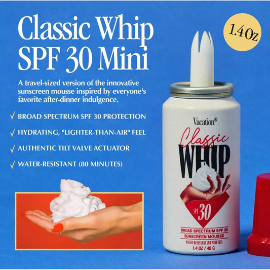 Vacation Classic Sunscreen Whip SPF 30 Bloqueador Solar En Mousse 1.4oz