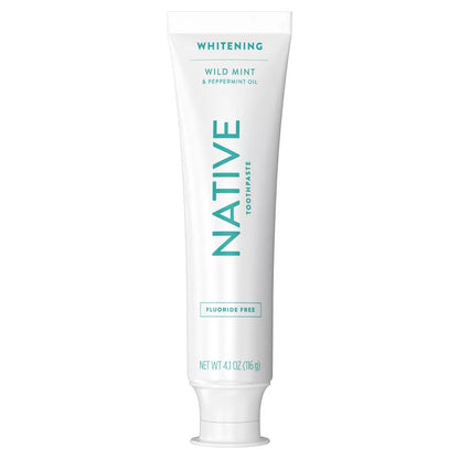 Native Whitening Wild Mint & Peppermint Oil Fluoride Free Toothpaste Pasta Dental Blanqueadora Sin Flúor 4.1oz