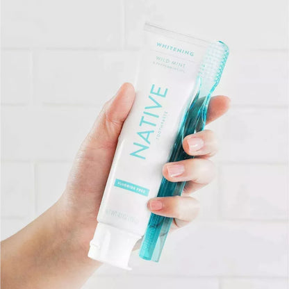 Native Whitening Wild Mint & Peppermint Oil Fluoride Free Toothpaste Pasta Dental Blanqueadora Sin Flúor 4.1oz