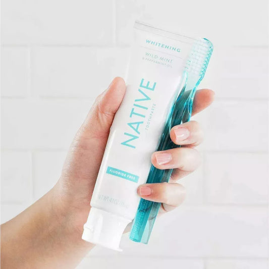 Native Whitening Wild Mint & Peppermint Oil Fluoride Free Toothpaste Pasta Dental Blanqueadora Sin Flúor 4.1oz