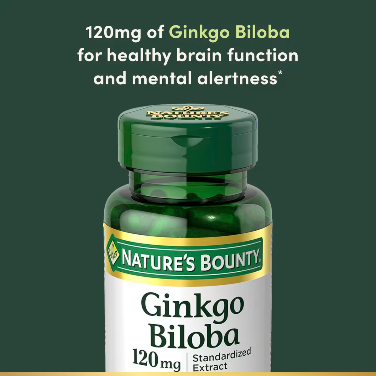 Suplemento Nature's Bounty Ginkgo Biloba 120 Mg 100 Cápsulas Sin Sabor