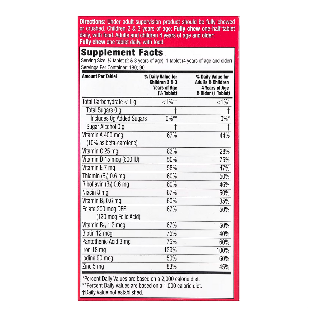 Flintstonmultivitamínico Infantil Con Hierro 90 Masticables Frutas
