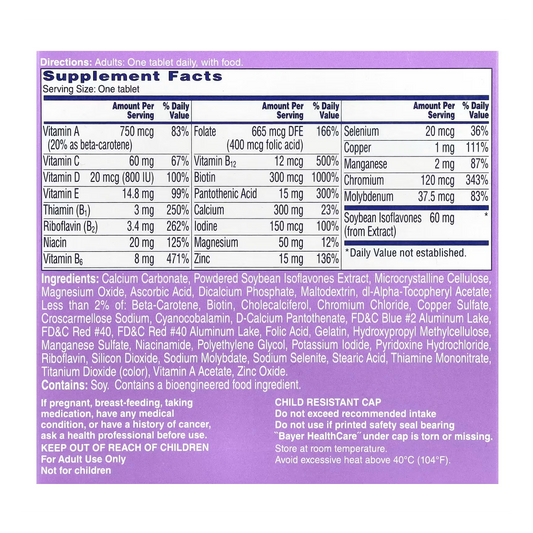 Suplemento Alivio Menopausia Bochornos Multivitaminas 50tab Sin Sabor