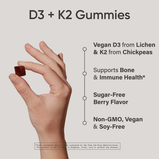 Frasco Vitamina K2 + D3 Con 30 Gomitas Veganas Salud Ósea Sin Sabor