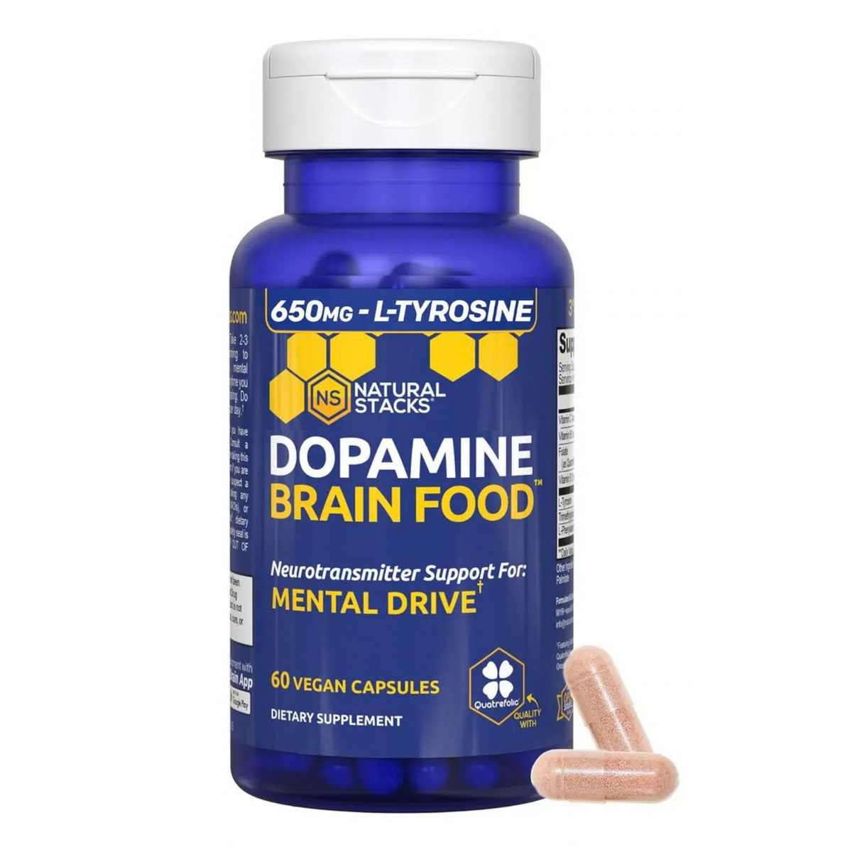 Dopamina L-tirosina Enfoque Ánimo 60 Cápsulas Natural Stacks Sin Sabor