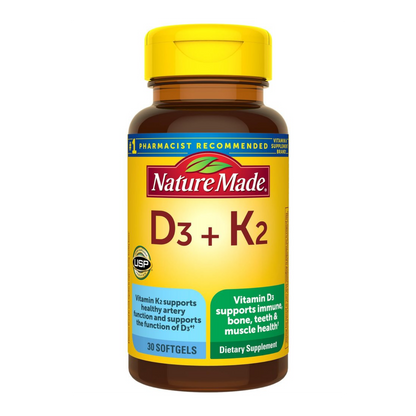 Suplemento Vitaminas K2 + D3 Con 30 Capsulas Blandas Veganas Sin Sabor