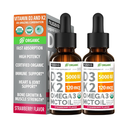 Suplemento Vitamina D-3 Y K-2 Omega 3 Mct Fresa 60 Porciones Sin Sabor