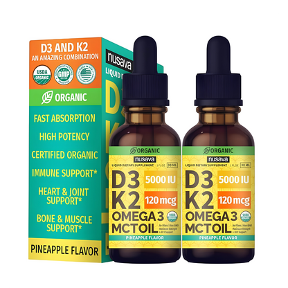 Suplemento Vitamina D-3 Y K-2 Omega 3 Mct Piña 60 Porciones Sin Sabor