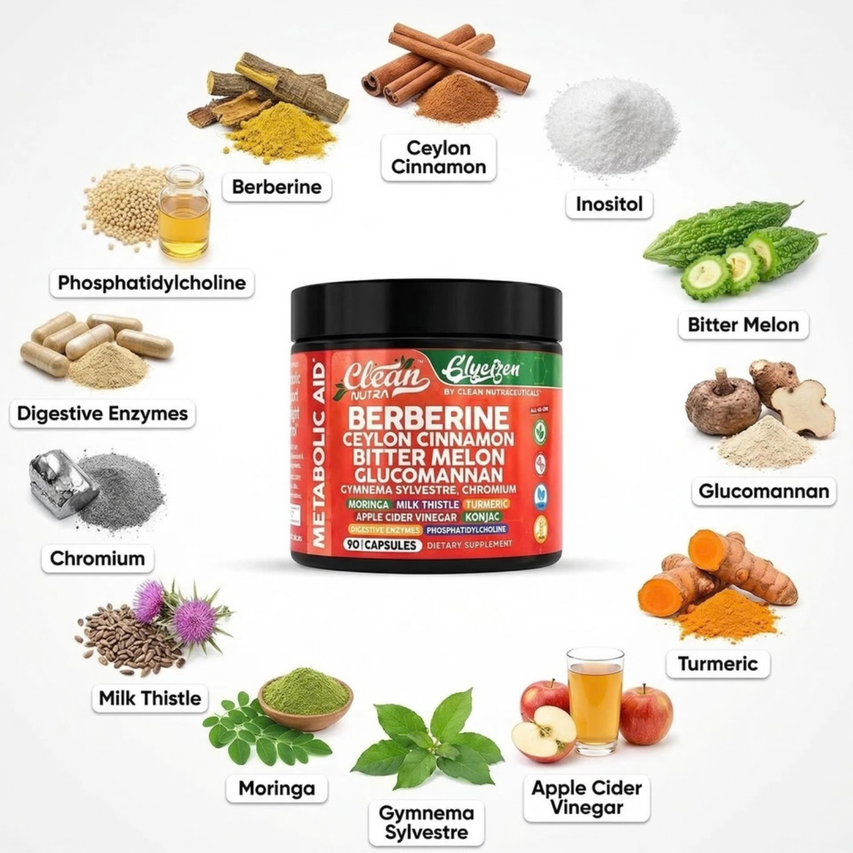 Berberina Suplemento Alimenticio Metabolismo 90 Capsulas Sin Sabor