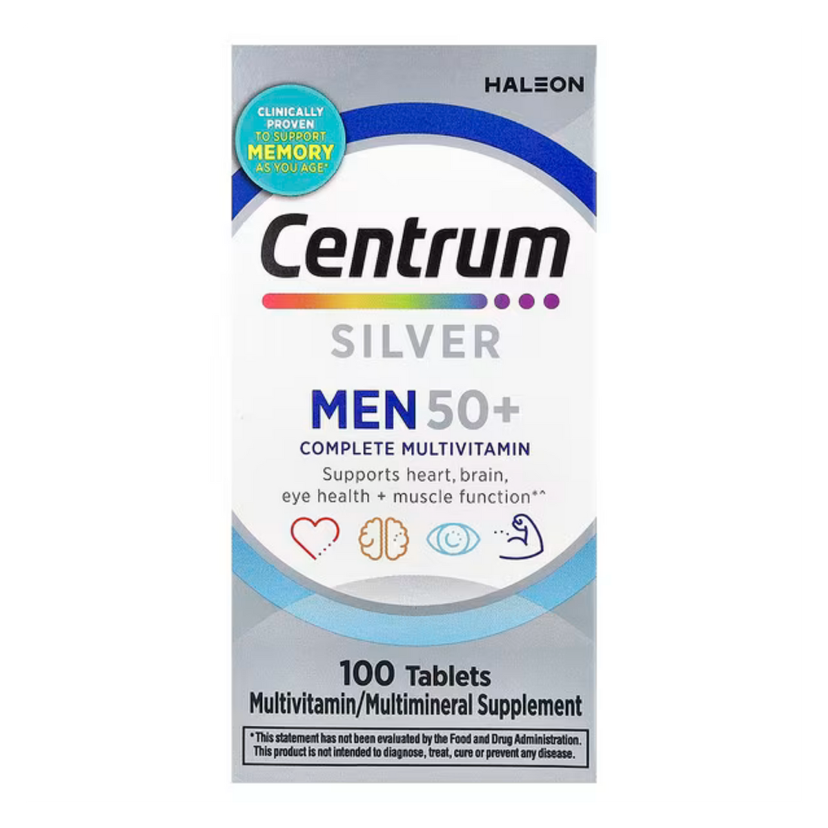 Centrum Silver Men 50+ Americano 100 Tabs Hombre +50 Años Sin Sabor