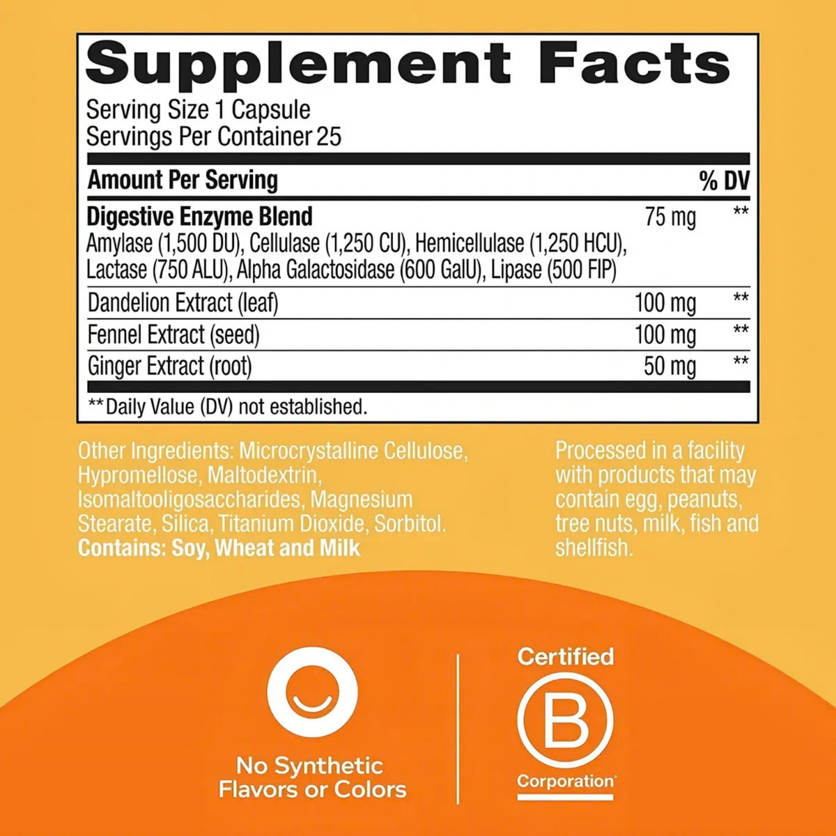 Suplemento Digestión Saludable 25 Capsulas Antiinflamatorio Sin Sabor