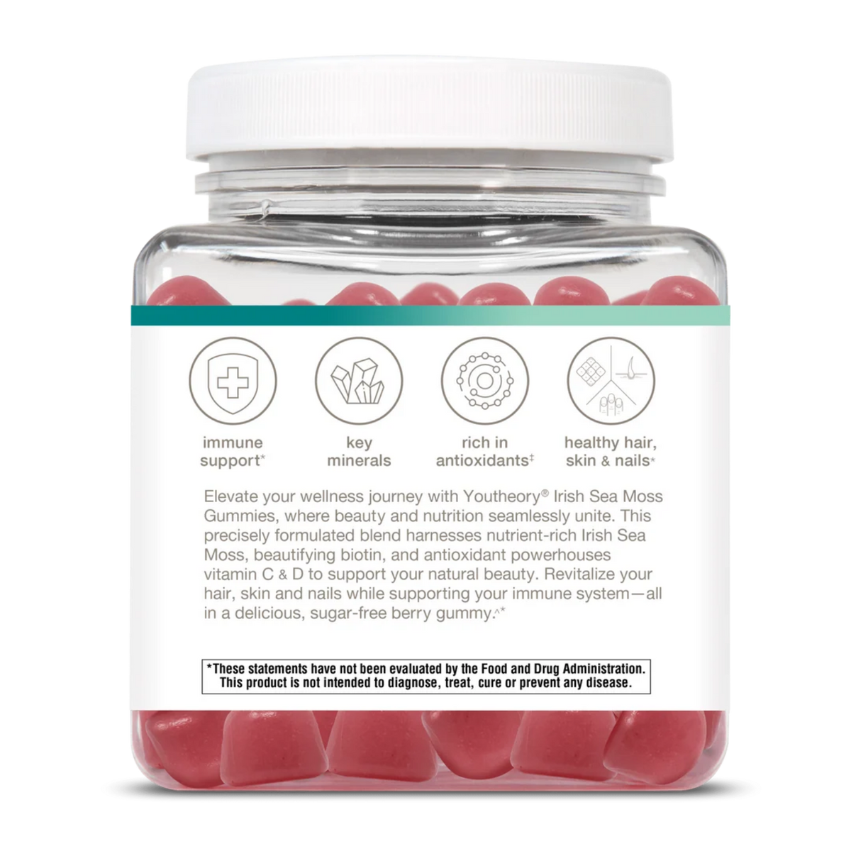 Irish Sea Moss 90 Gomitas Musgo Marino Biotina Vitamina C, D Sin Sabor