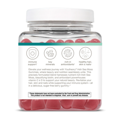 Irish Sea Moss 90 Gomitas Musgo Marino Biotina Vitamina C, D Sin Sabor